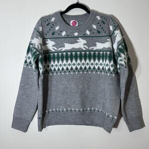 Women’s Rabbit Pullover Sweater Size S Bea B Alice Grey, Green White Easter